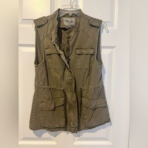 Per Se Military Green Utility Vest Size Medium 100% Cotton